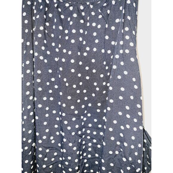 Pretty Garden NWT! High Neck Maxi Length Blue Polka-dot Dress In Size Medium - Picture 3 of 6